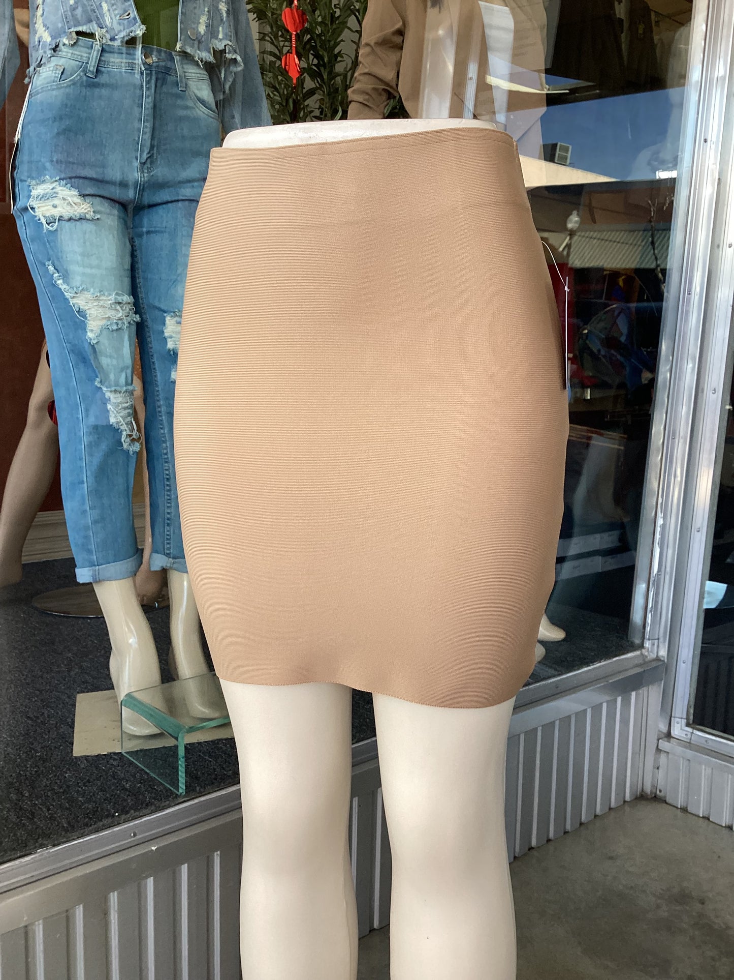 #YS2484 MINI SKIRT TAUPE