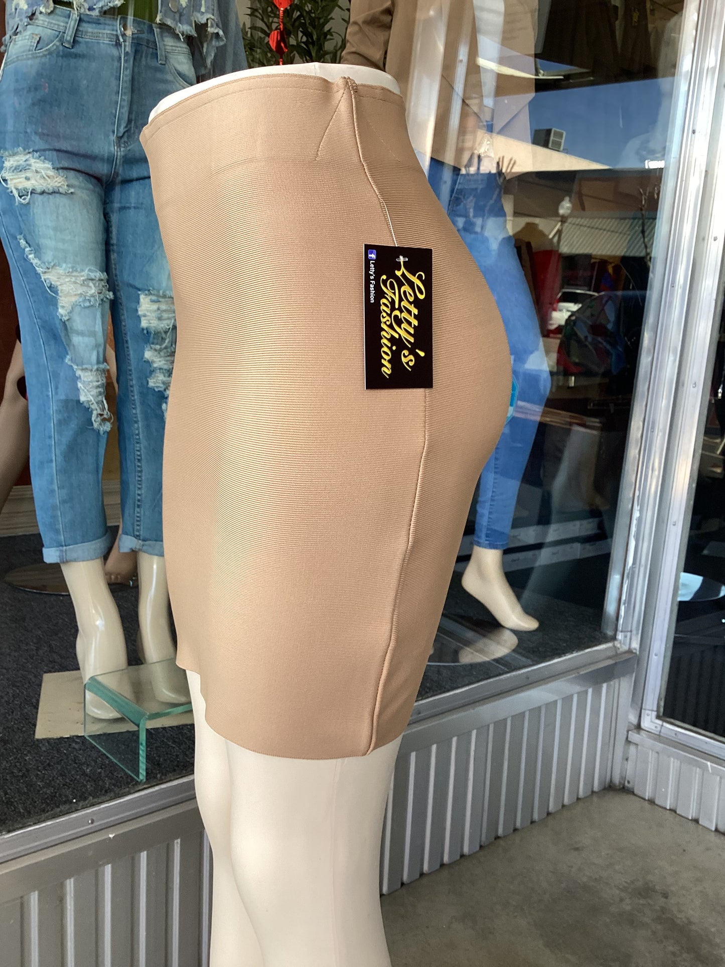 #YS2484 MINI SKIRT TAUPE