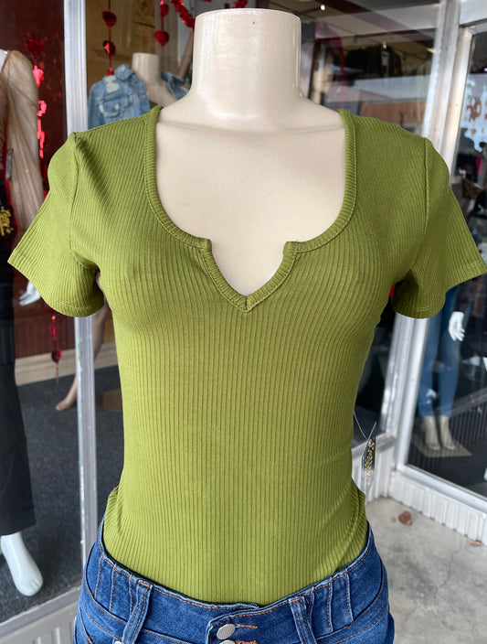 #5A1634 Green Bodysuit Blouse