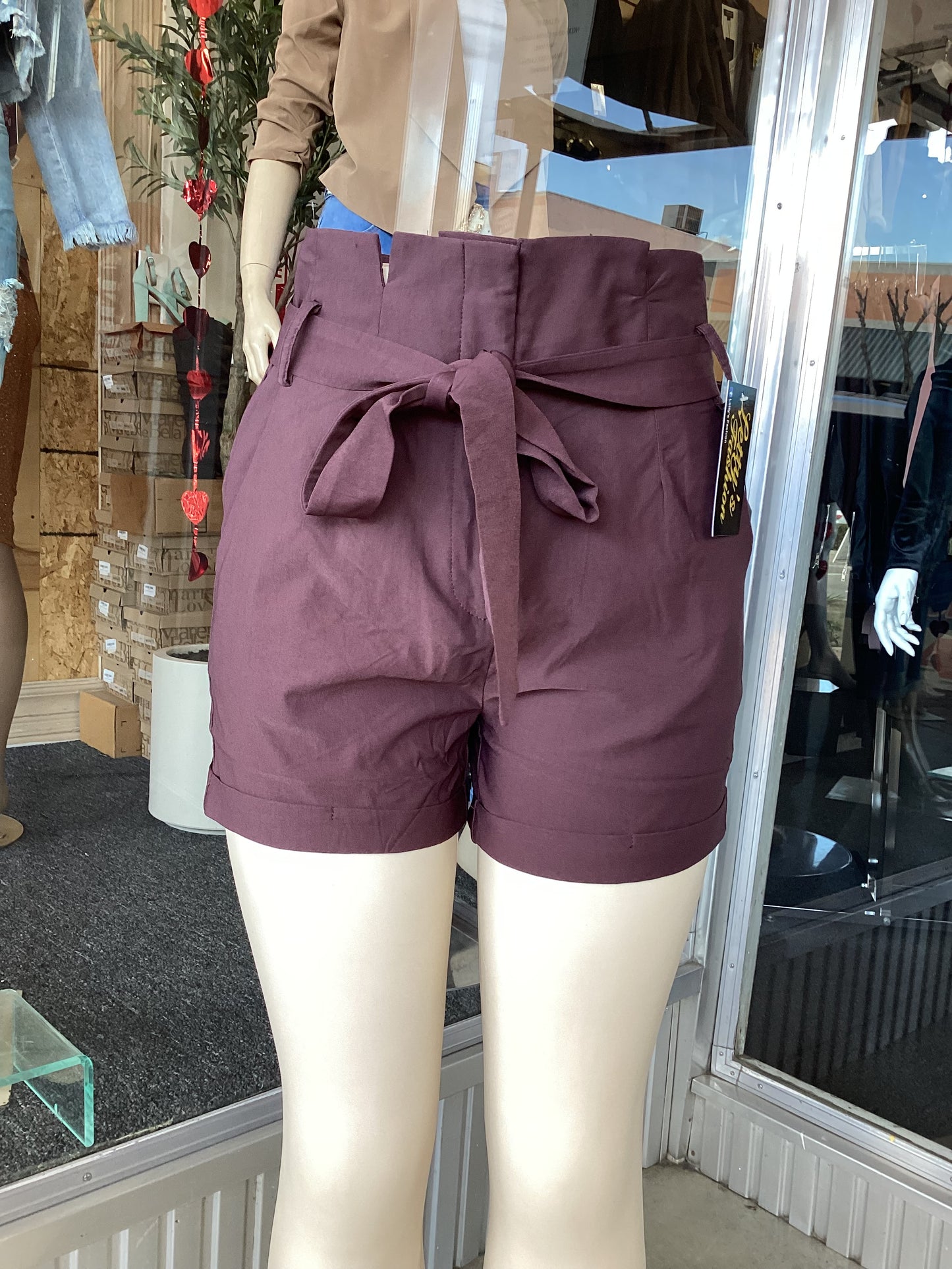 #HSP6547 Bow Front Shorts Brown