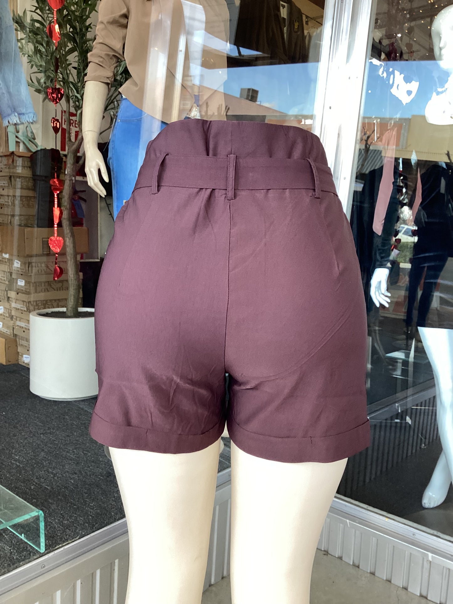 #HSP6547 Bow Front Shorts Brown