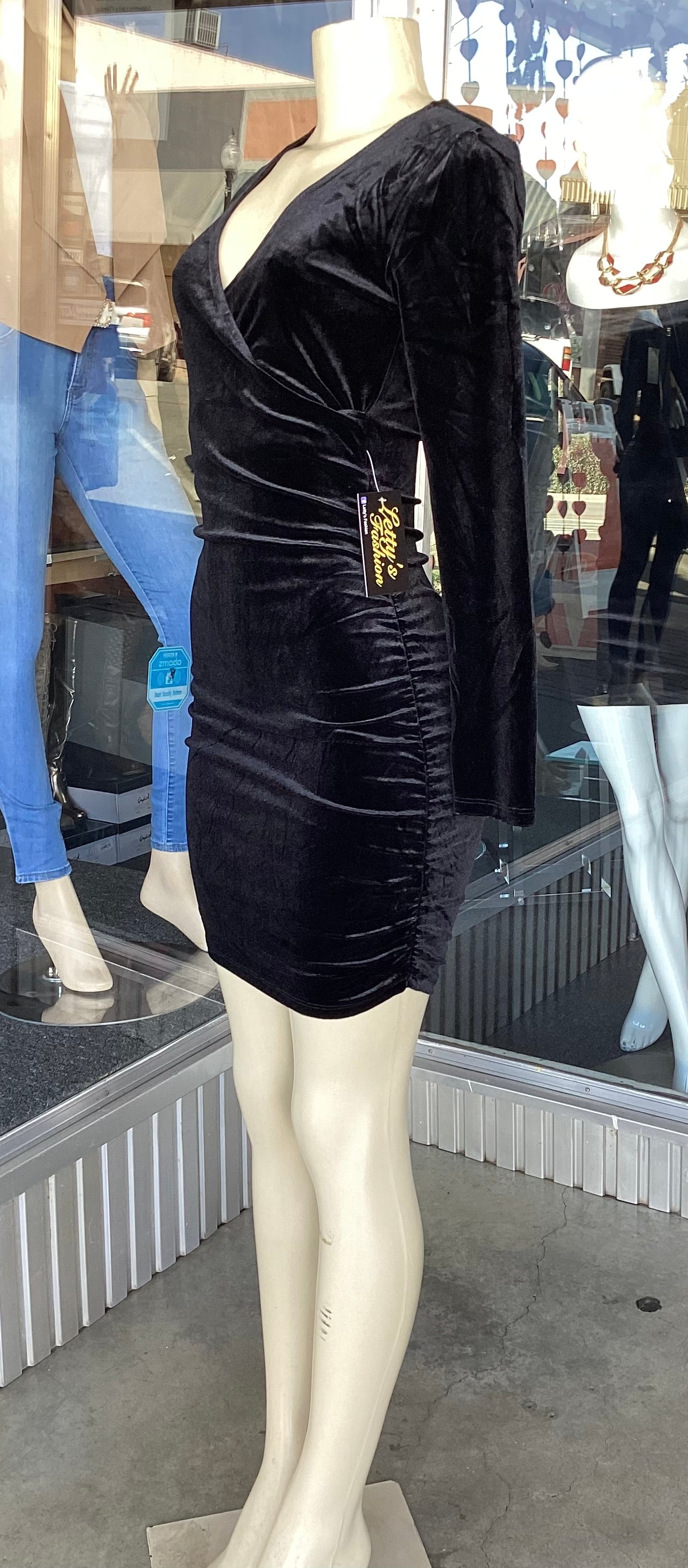 #74629 Black Velvet Dress