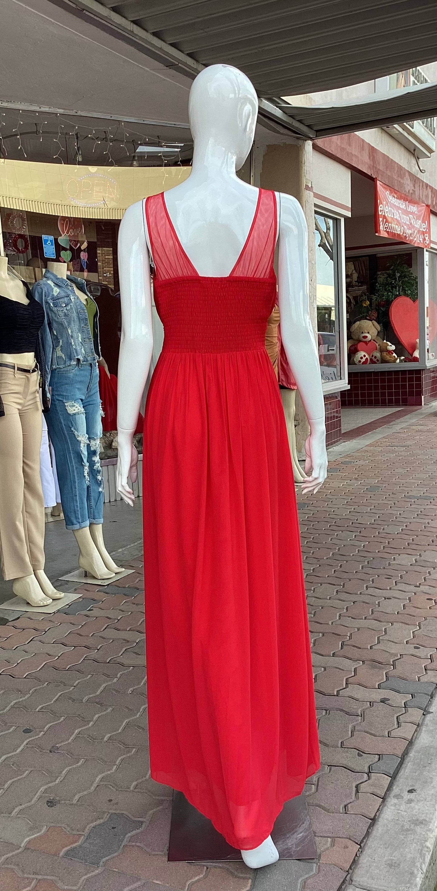 #1203DRESS FORMAL LONG RED