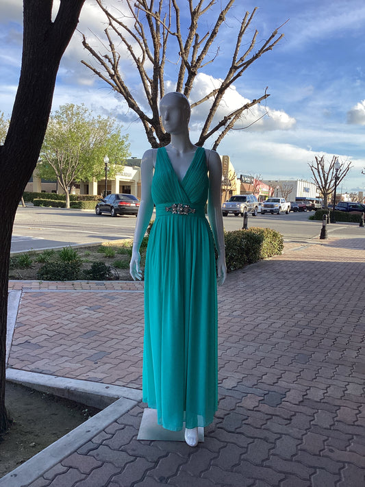 #1203 DRESS FORMAL LONG GREEN AQUA