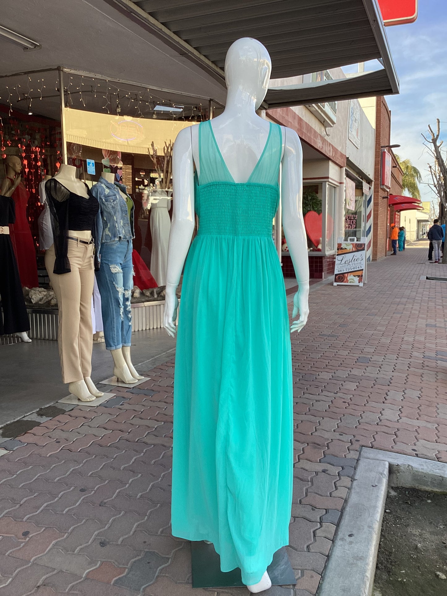 #1203 DRESS FORMAL LONG GREEN AQUA