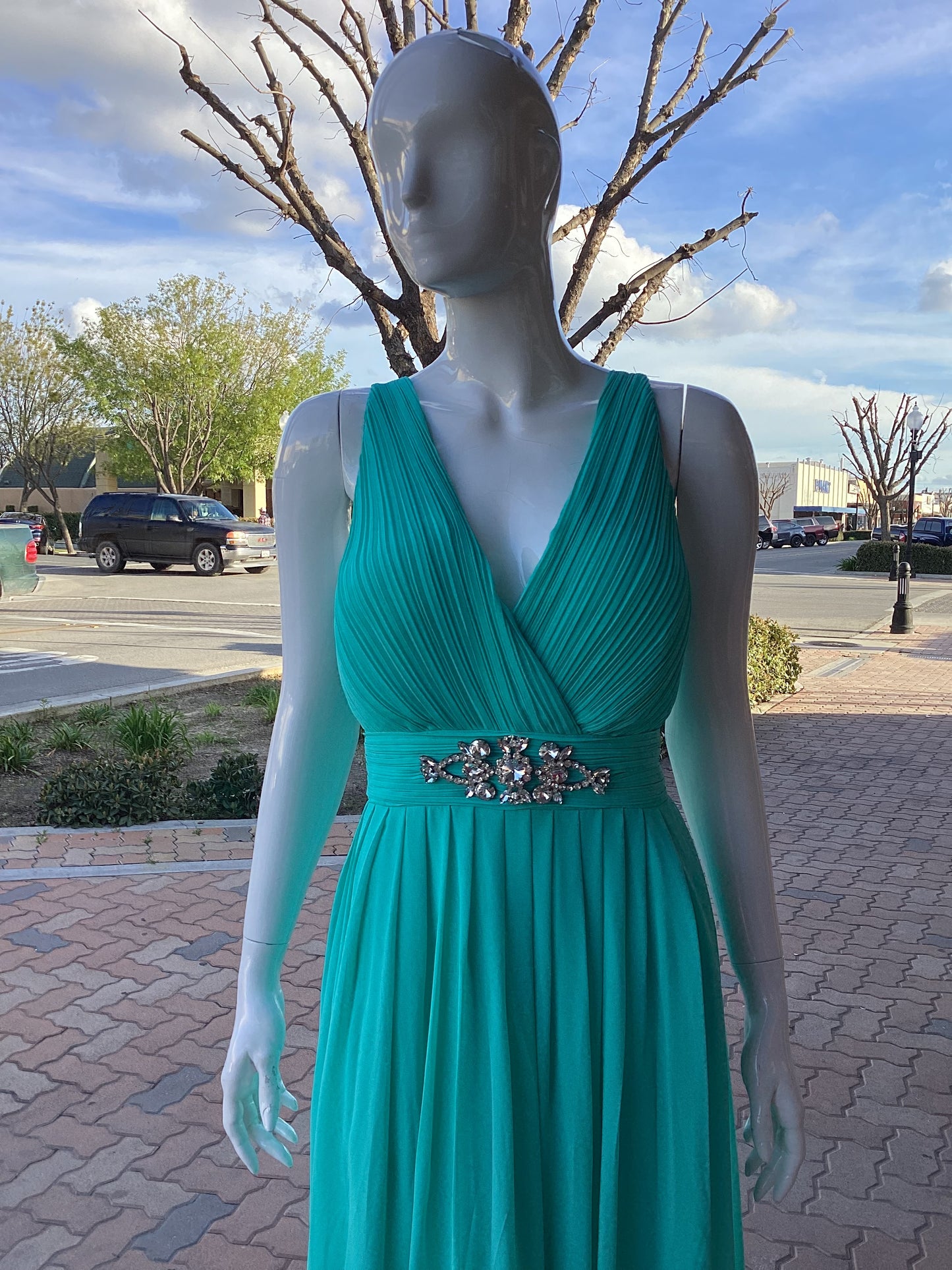 #1203 DRESS FORMAL LONG GREEN AQUA