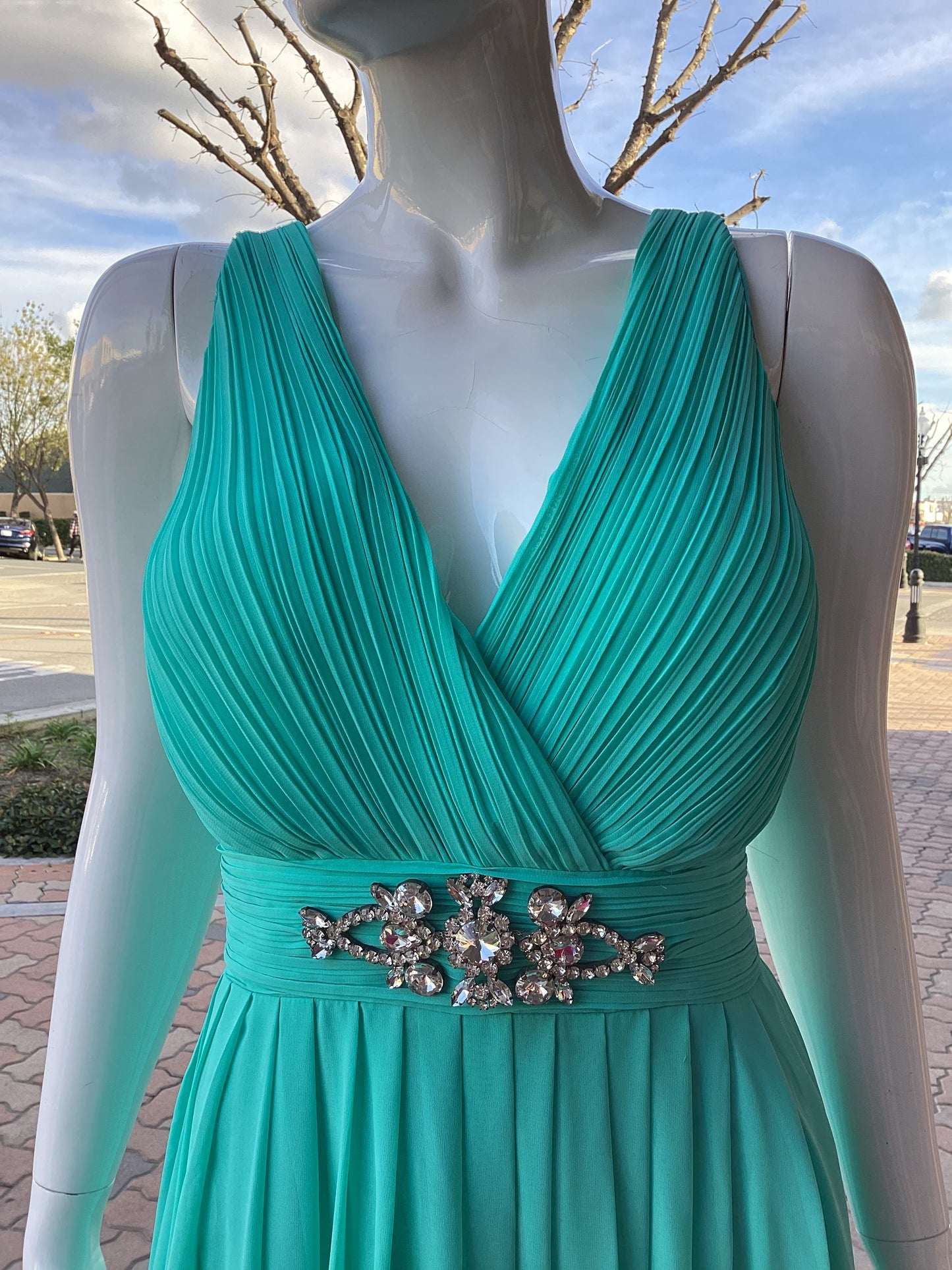 #1203 DRESS FORMAL LONG GREEN AQUA