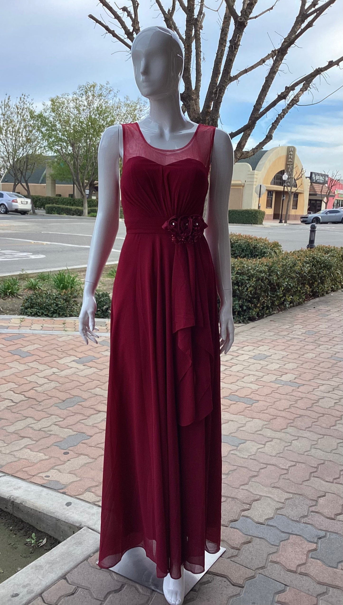 #1944 DRESS FORMAL LONG BURGUNDY