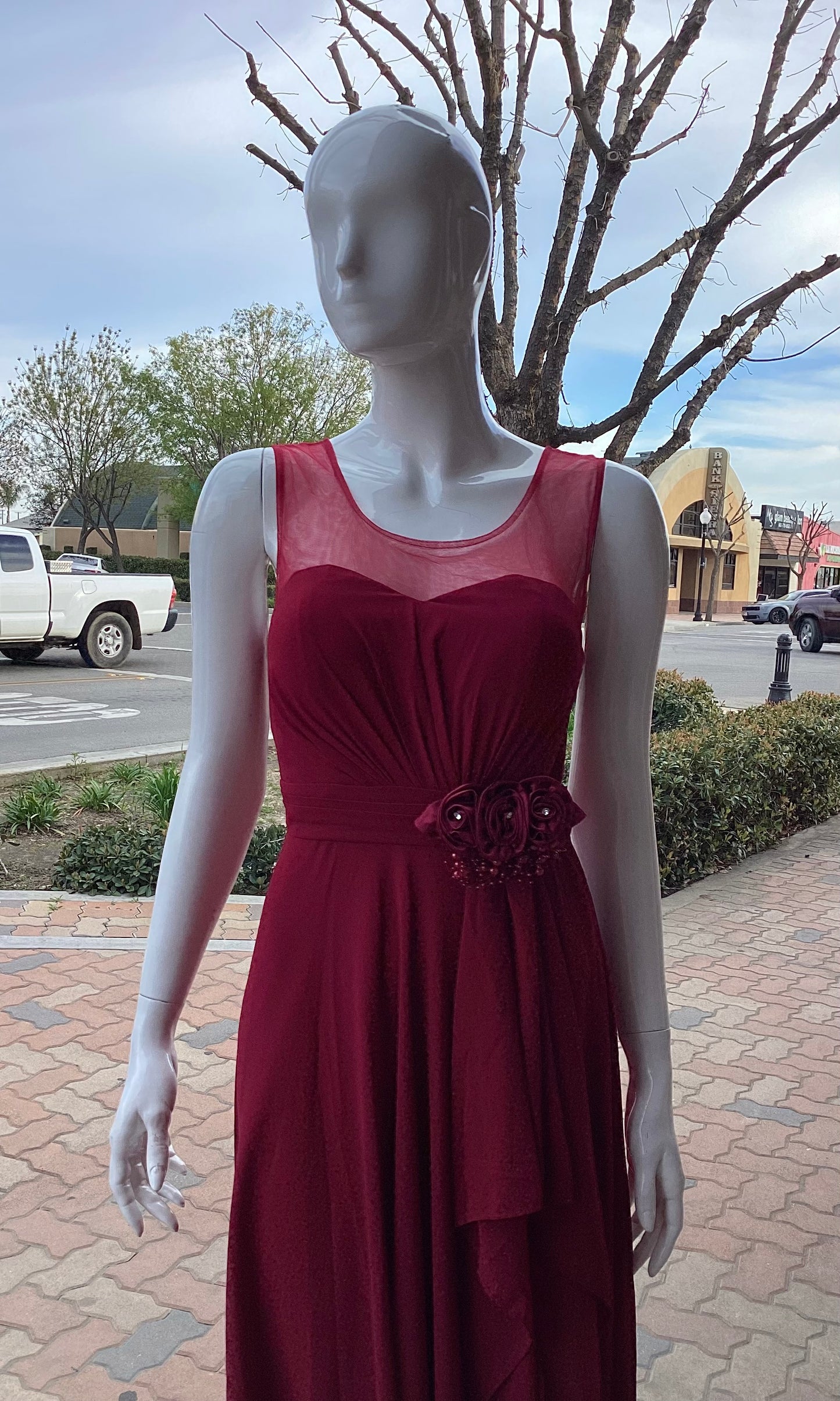 #1944 DRESS FORMAL LONG BURGUNDY