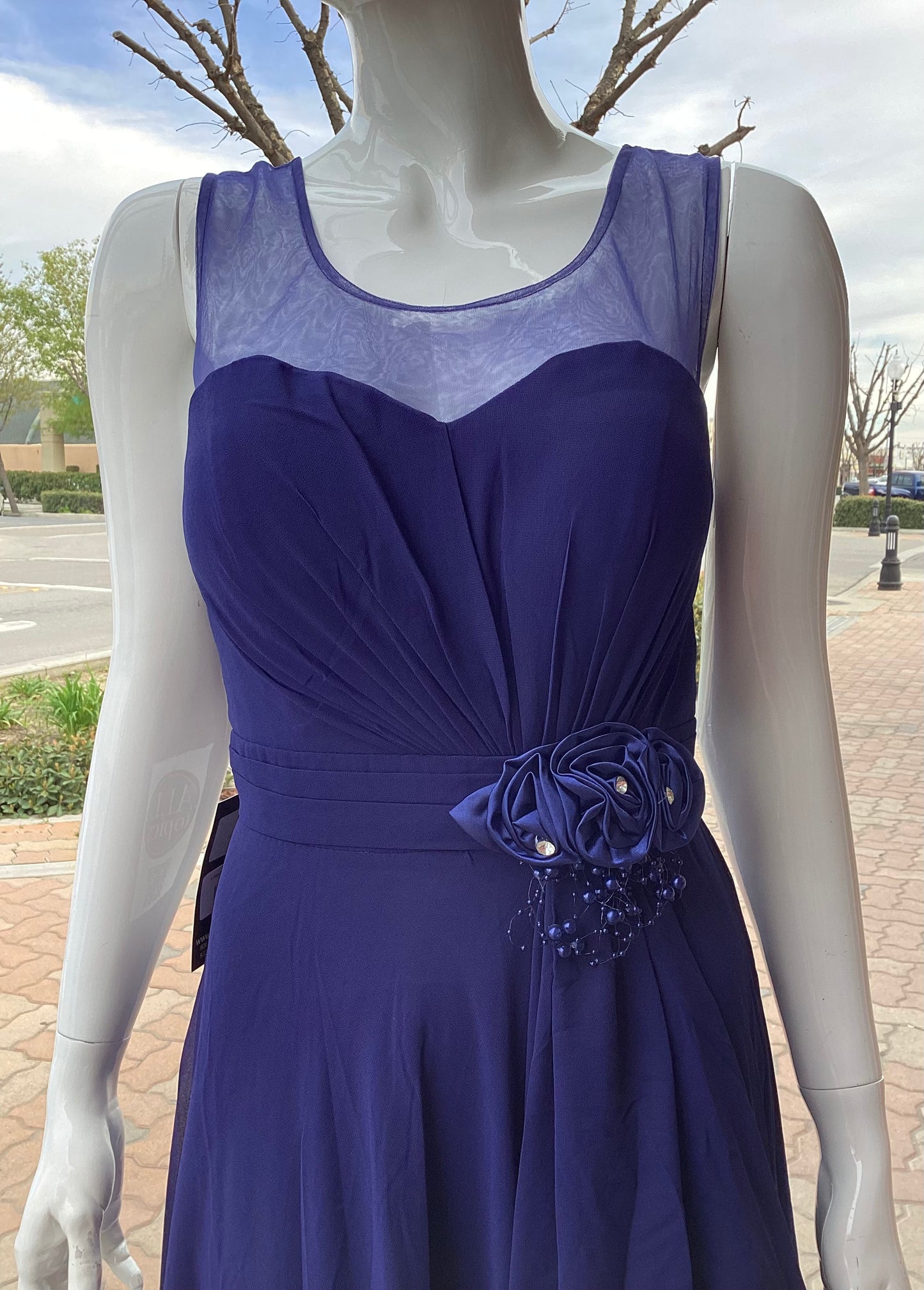 #1944 DRESS FORMAL LONG NAVY BLUE