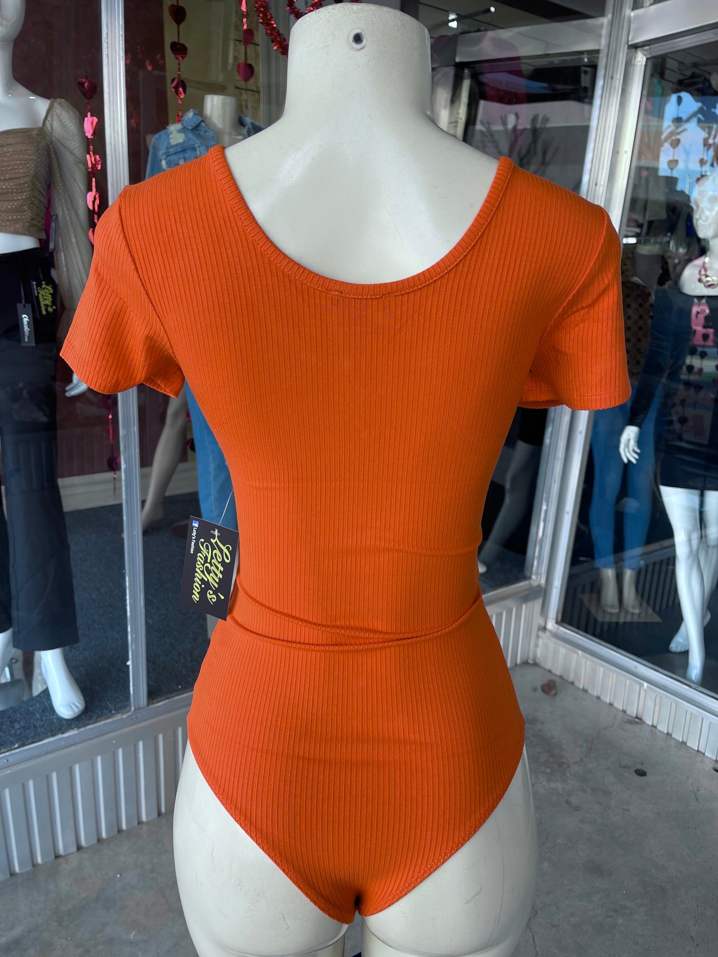 #5A1634 Orange Bodysuit Blouse