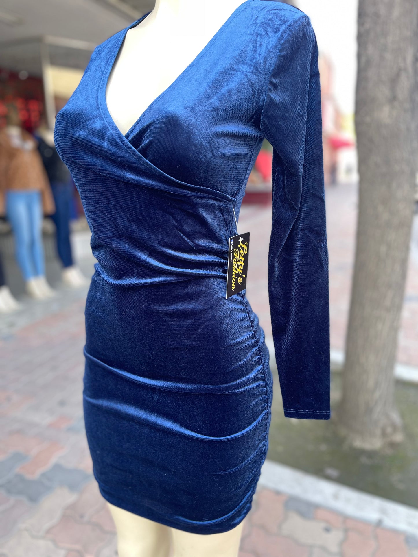 #74629 Blue Velvet Dress