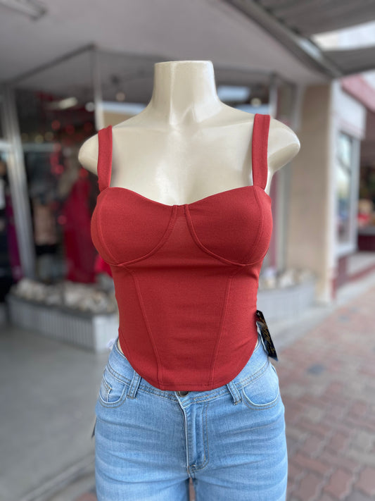 #CH8161 CROP TOP SLEEVELESS RUST